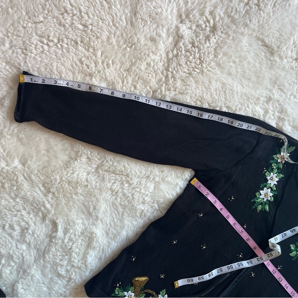 Victoria Jones White Poinsettia Cardigan M - Picture 12 of 13